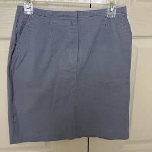 Blue & White Talbots seersucker cotton skirt. -